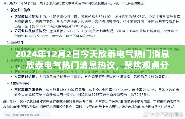 欣泰电气热门消息热议与观点聚焦,2024年12月2日分析