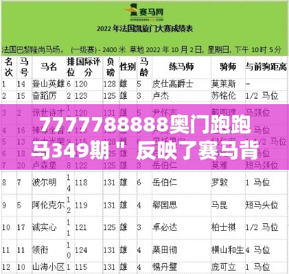7777788888奥门跑跑马349期" 反映了赛马背后的精神价值