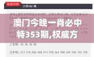 澳门今晚一肖必中特353期,权威方法推进_MP8.720
