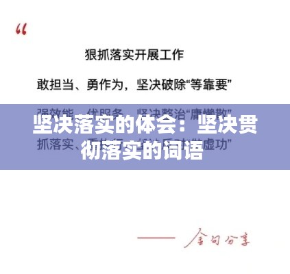 坚决落实的体会:坚决贯彻落实的词语