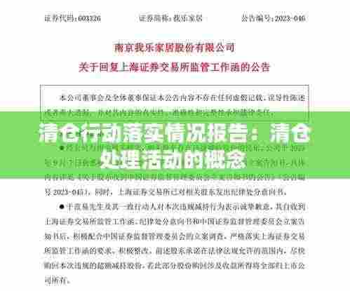 清仓行动落实情况报告：清仓处理活动的概念 