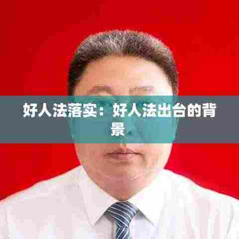 好人法落实:好人法出台的背景